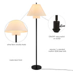 Globe Electric Novogratz x Globe Harrington 65" Floor Lamp, 2-Tone Faux Wood Base, White Fabric Shade, Socket Rotary Switch 67225 Gronata