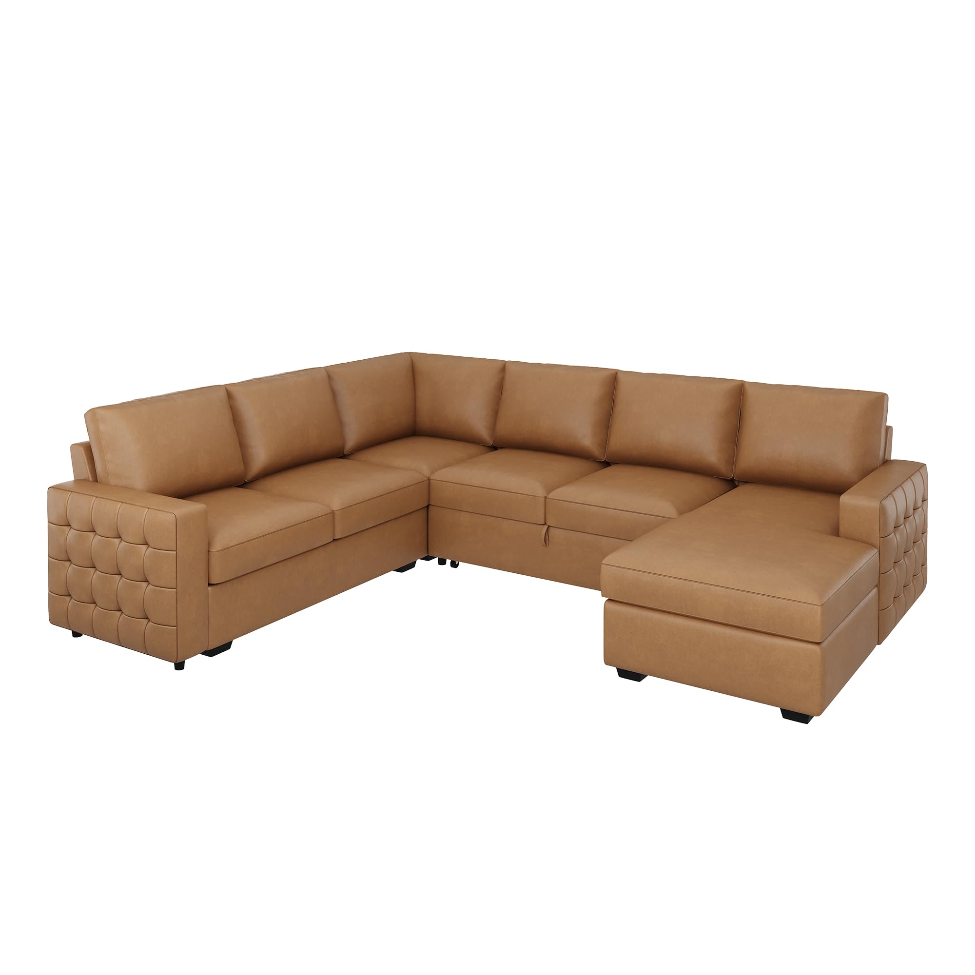 HONBAY Sectional Sleeper Sofa with Pull Out Bed U-Shape Sectional Couch Sleeper Bed with Storage Chaise 6 Seater Sleeper Sectional Sofa, Light Grey Gronata