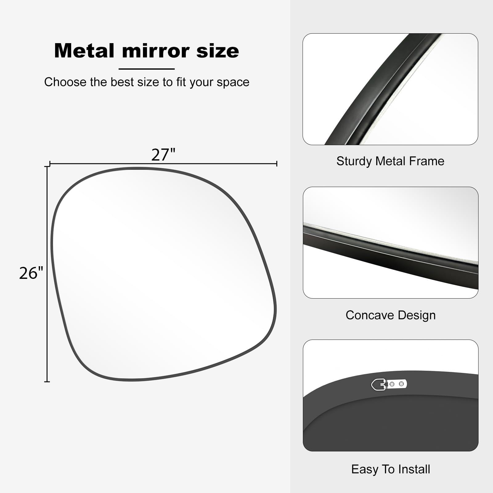 WallBeyond Asymmetrical Mirror, Irregular Mirror Full Length, Boho Wall Mirrors Decorative for Bedroom Living Room Entryway Hall, Mid Century Modern Decor 48" H x 22" W Gronata