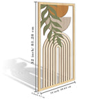 IARTTOP Large Boho Mid-century Modern Wood Wall Art 16x32 Inch Framed Green Abstract Leaf Wooden Wall Decor Bohemian Minimalist Geometric Wall Art Decor for Bedroom Living Room Office Set of 3 Gronata