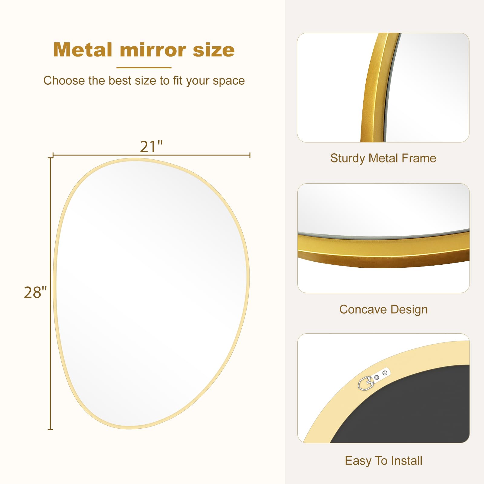 WallBeyond Asymmetrical Mirror, Irregular Mirror Full Length, Boho Wall Mirrors Decorative for Bedroom Living Room Entryway Hall, Mid Century Modern Decor 48" H x 22" W Gronata