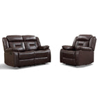 EBELLO Faux Leather Recliner Sofa Furniture Set for Living Room, 2 Recliner Chairs, 3 Seat Reclining Sofa Couch Set for Meeting Room, Brown Gronata
