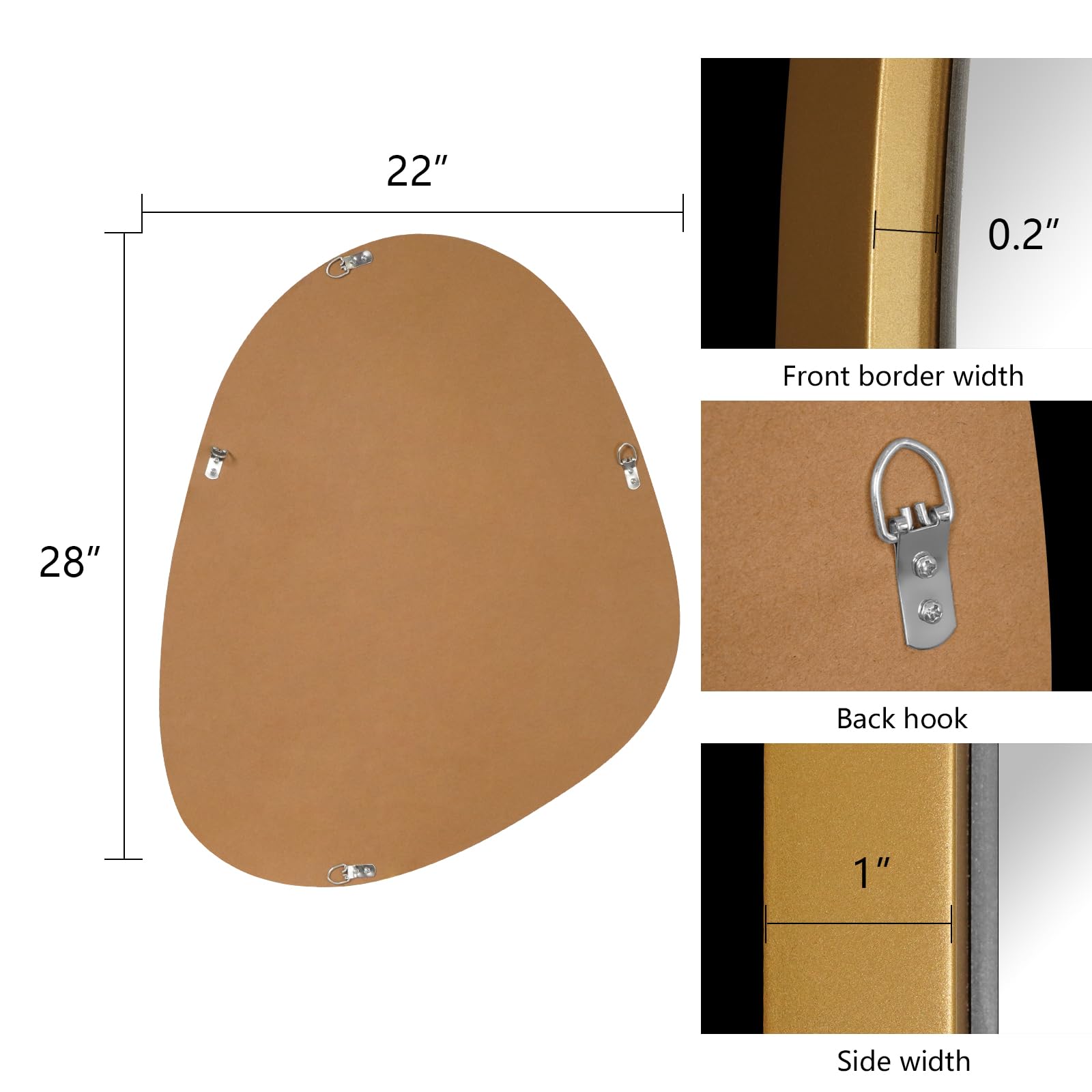 WallBeyond Asymmetrical Mirror, Irregular Mirror Full Length, Boho Wall Mirrors Decorative for Bedroom Living Room Entryway Hall, Mid Century Modern Decor 48" H x 22" W Gronata