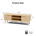 LCRBOL TV Stand for Living Room, Mid Century Modern Entertainment Center for 55/60 inch TVs, TV Console with Fluted Door Cabinets and Open Shelves, for Bedroom, Walnut Gronata