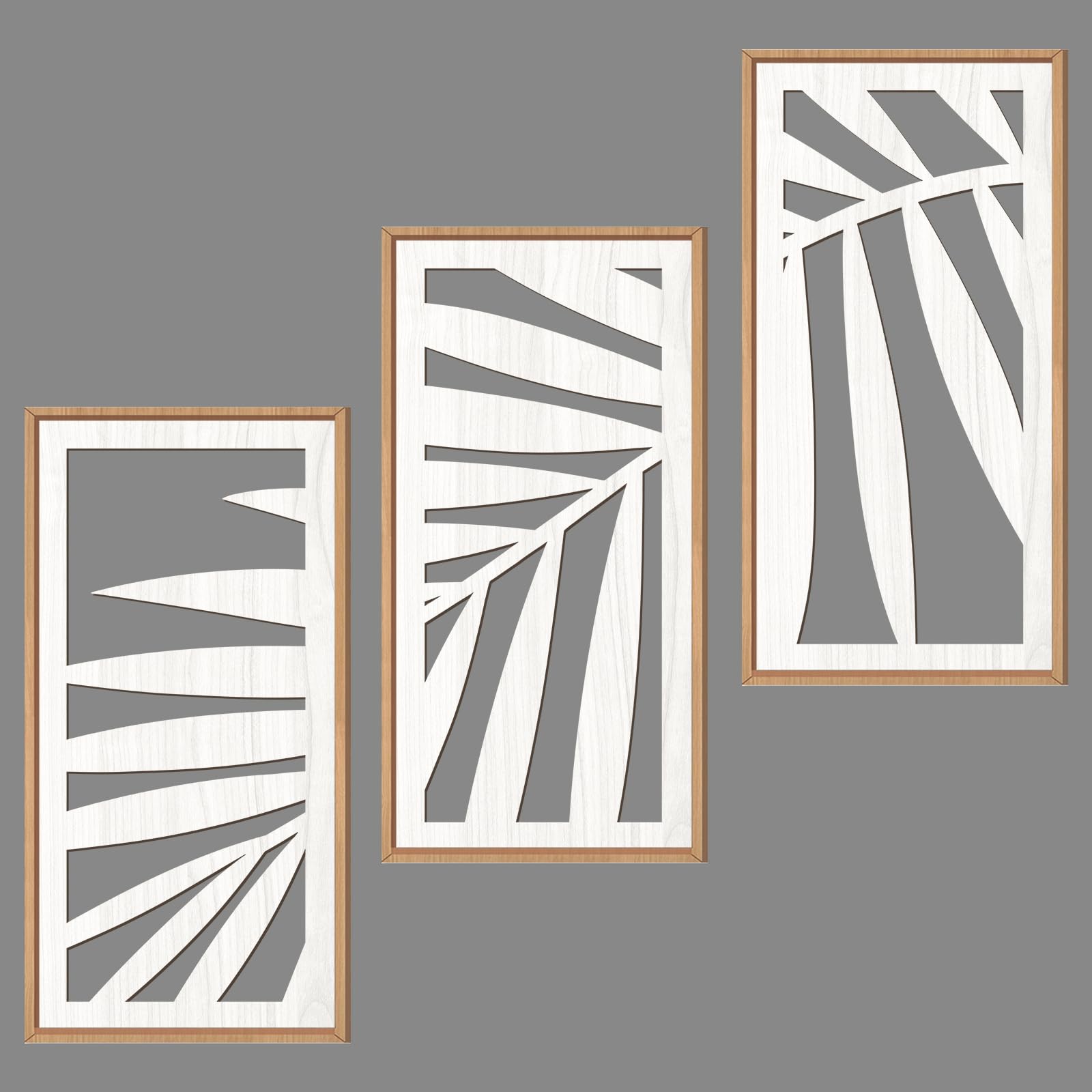 IARTTOP Large Boho Mid-century Modern Wood Wall Art 16x32 Inch Framed Green Abstract Leaf Wooden Wall Decor Bohemian Minimalist Geometric Wall Art Decor for Bedroom Living Room Office Set of 3 Gronata