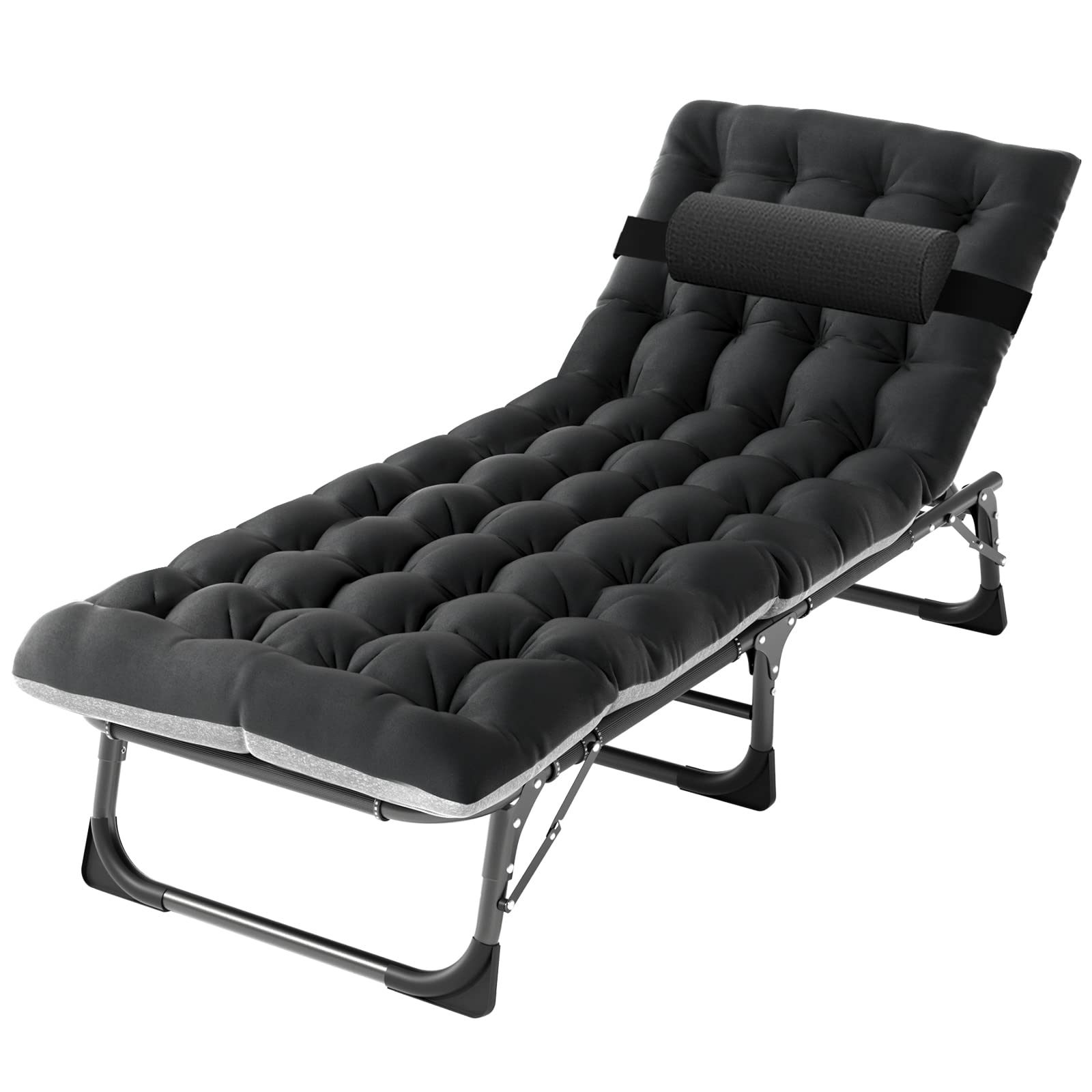 DoCred Heavy Duty Chaise Lounge Chair, Adjustable 5-Position Folding Chaise Lounge Chairs for Outside, Portable Lay Flat Beach Lounge Chair for Outdoor Sunbathing Beach Pool Lawn Camping Gronata