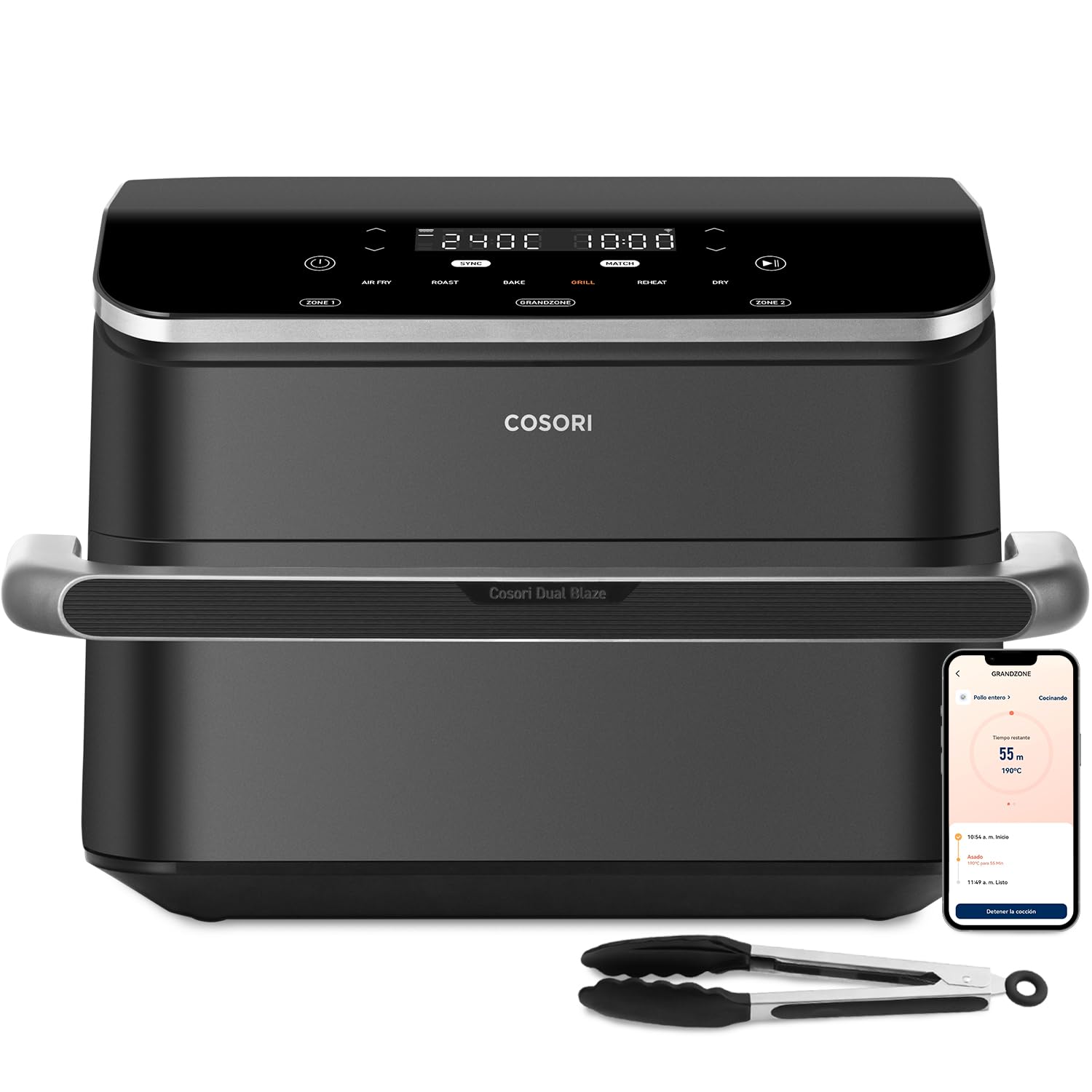 Cosori 9-in-1 TurboBlaze Air Fryer 6 Qt, PFAS-Free Ceramic Coating, 90°–450°F, Precise Heating for Even Results, Air Fry, Roast, Bake, Broil, Dry, Frozen, Proof, Reheat, Keep Warm, 120V, Dark Gray Gronata