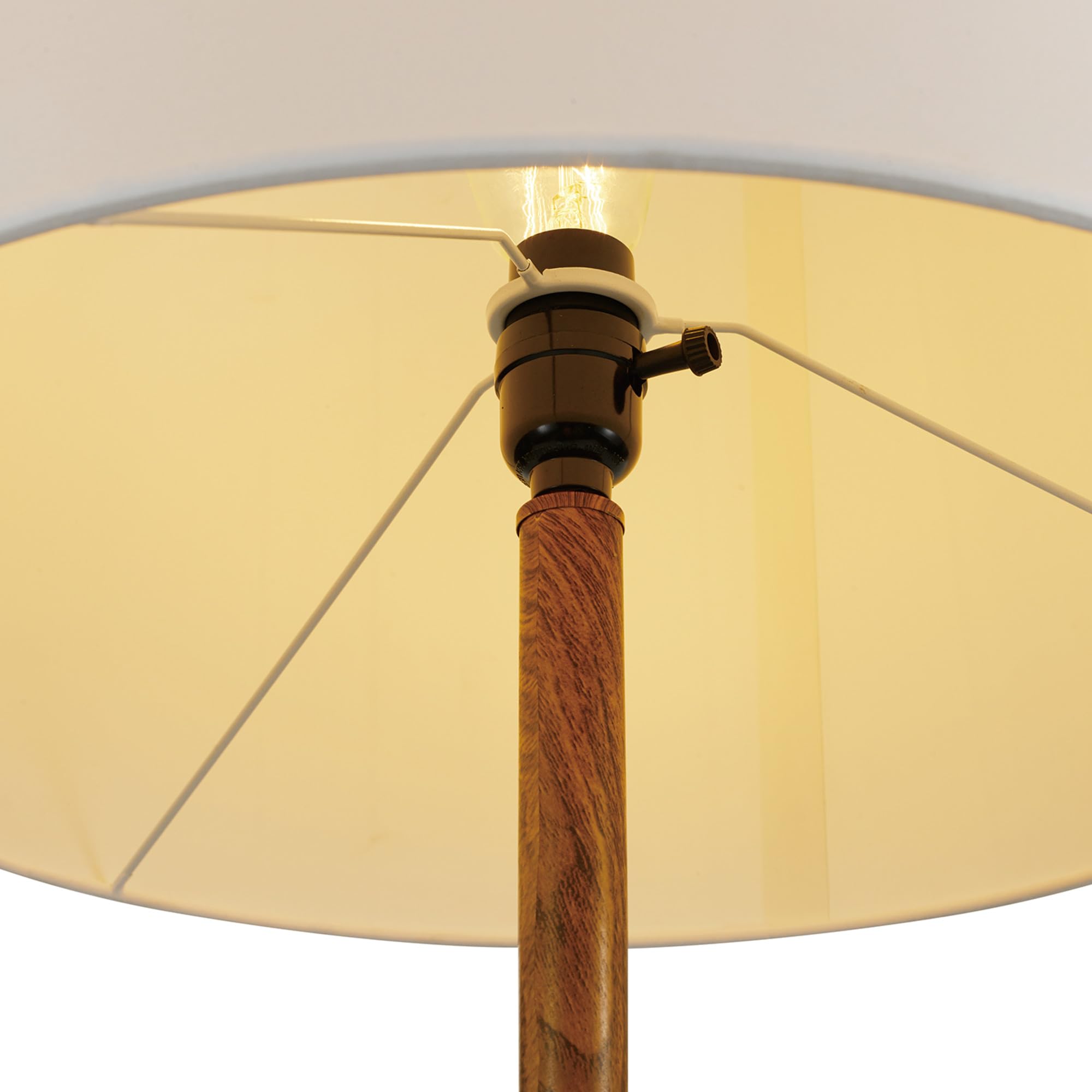 Globe Electric Novogratz x Globe Harrington 65" Floor Lamp, 2-Tone Faux Wood Base, White Fabric Shade, Socket Rotary Switch 67225 Gronata