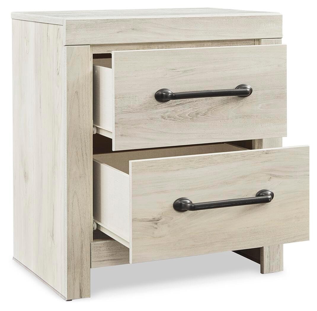 Signature Design by Ashley Wynnlow Rustic 2 Drawer Two Drawer Nightstand, 24.41" Tall, Weathered Gray Gronata