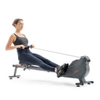 Sunny Health & Fitness Flip & Foldable Rowing Machine for Home w/Extended Slide Rail, Full-Body Workout, Low-Impact, Optional Extra Long Rail, Quiet Rail Cover, Water Motion and Free SunnyFit App Gronata