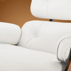 Asukale Top Grain Leather, Mid Century Chaise Lounge Chair and Ottoman, Modern Chair Classic Design, Heavy Duty Base Support for Living Room Study Lounge Office, Palisander-White Gronata