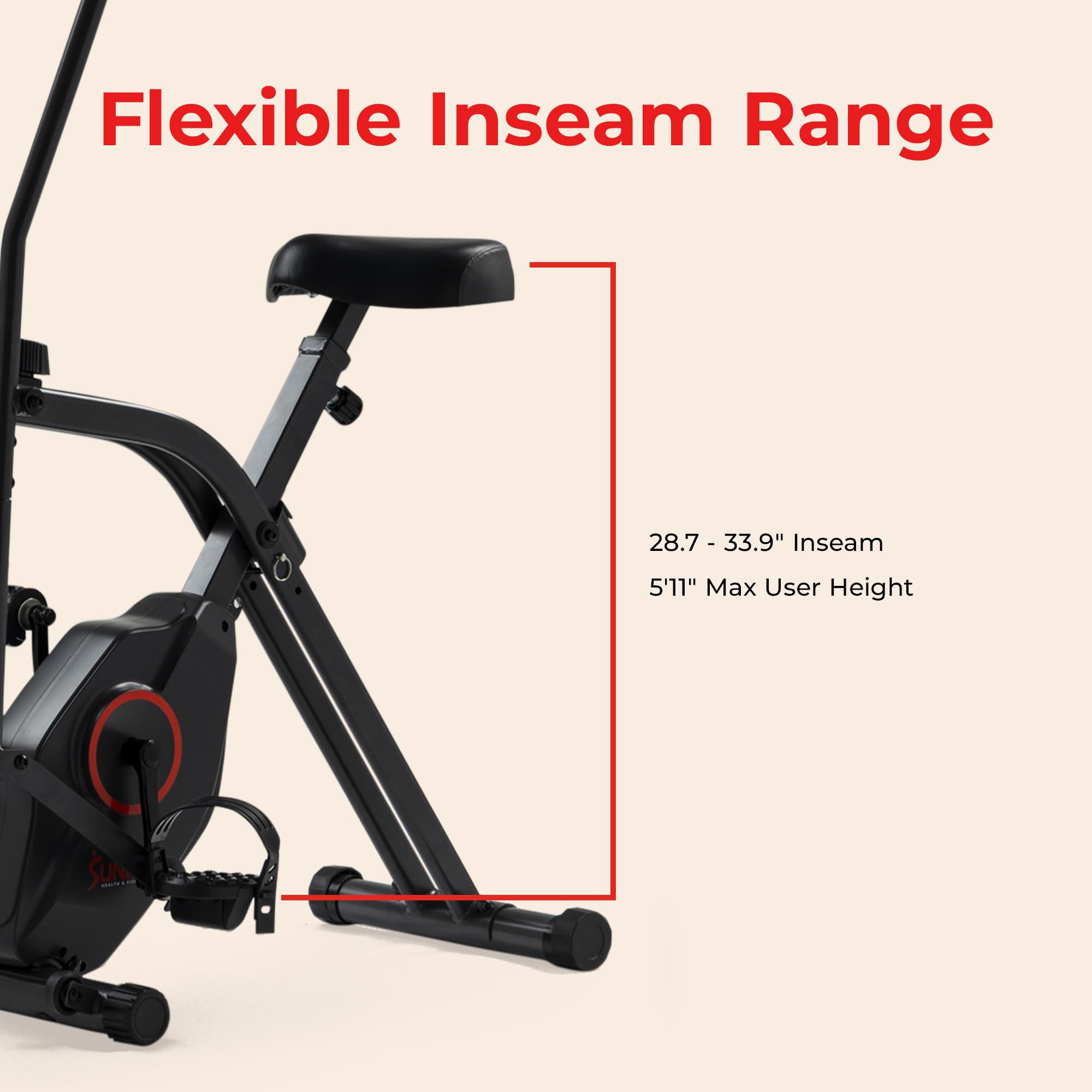 Sunny Health & Fitness Foldable Magnetic Stationary Exercise X-Bike Pro, 300 LB Capacity, Low-Impact, 14-Level Resistance, Ergonomic Support, SunnyFit App Enhanced Connectivity - SF-B223012 Gronata