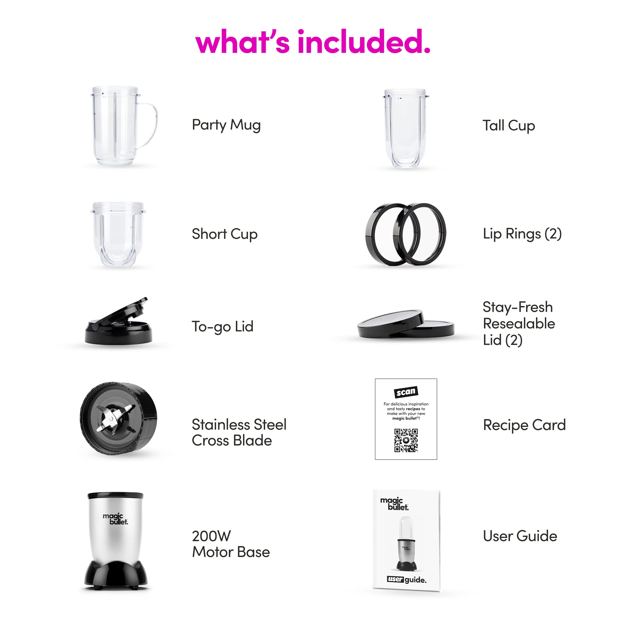 Magic Bullet Blender, Small, Silver, 11 Piece Set Gronata