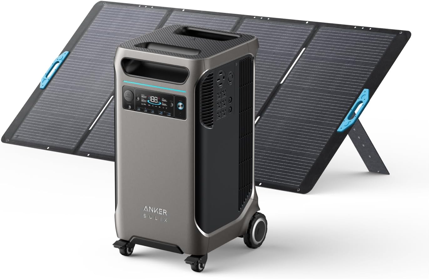 Anker SOLIX F3800 Portable Power Station with 400W Solar Panel, 3840Wh LiFePO4 Battery, 6000W AC output with 120V/240V, Solar Generator for Home Use, RV, Emergencies, Power Outages, Outdoor Camping Gronata