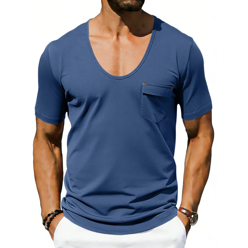 Mens Loose-fitting Casual T-shirt With A Large Collar And Short Sleeves Gronata