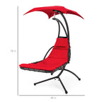 Best Choice Products Outdoor Hanging Curved Steel Chaise Lounge Chair Swing w/Built-in Pillow and Removable Canopy - Navy Blue Gronata