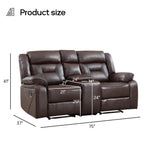 EBELLO Faux Leather Recliner Sofa Furniture Set for Living Room, 2 Recliner Chairs, 3 Seat Reclining Sofa Couch Set for Meeting Room, Brown Gronata