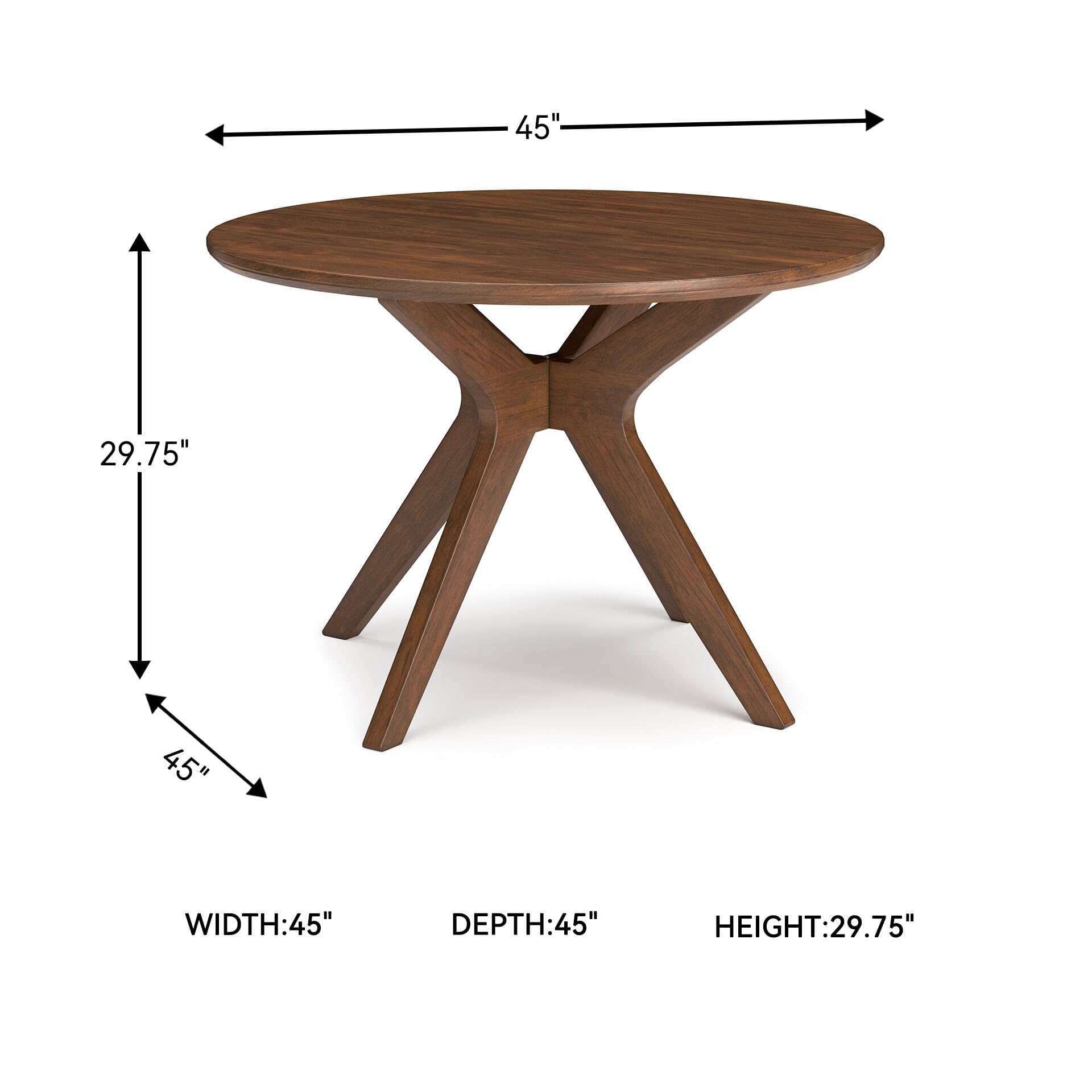 Signature Design by Ashley Lyncott Traditional Round Dining Room Table, Seats up to 4, Brown, 45" W x 29.75" H Gronata