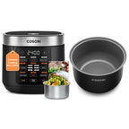 Cosori Rice Cooker 10 Cup, 24h Keep Warm, Non-stick Ceramic Inner Pot, 18 Functions Fuzzy Logic Rice Maker with Stainless Steel Steamer Basket, Sauté, Slow Cooker, Black Gronata