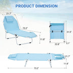 DoCred Heavy Duty Chaise Lounge Chair, Adjustable 5-Position Folding Chaise Lounge Chairs for Outside, Portable Lay Flat Beach Lounge Chair for Outdoor Sunbathing Beach Pool Lawn Camping Gronata