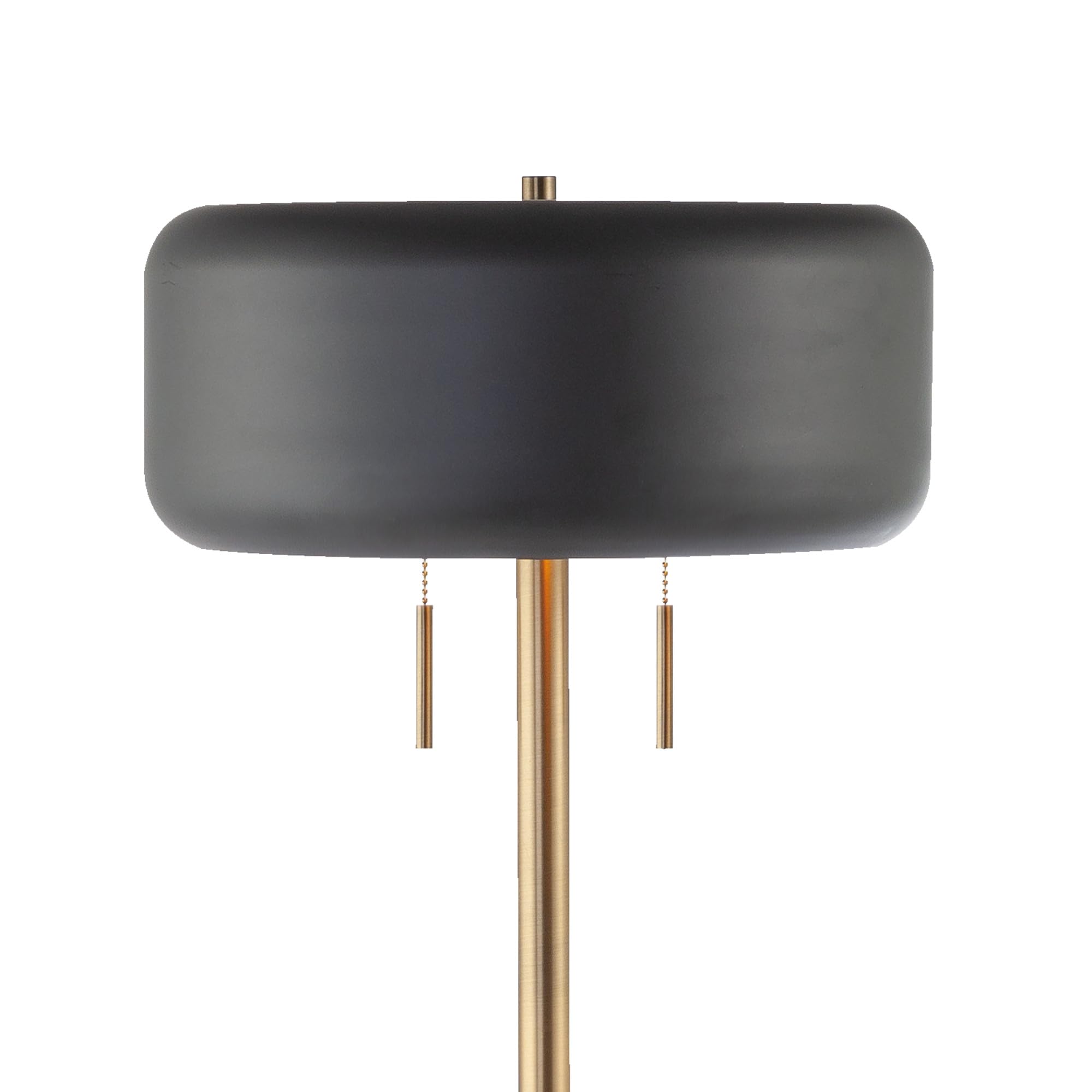 Globe Electric Novogratz x Globe Harrington 65" Floor Lamp, 2-Tone Faux Wood Base, White Fabric Shade, Socket Rotary Switch 67225 Gronata