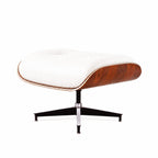 Asukale Top Grain Leather, Mid Century Chaise Lounge Chair and Ottoman, Modern Chair Classic Design, Heavy Duty Base Support for Living Room Study Lounge Office, Palisander-White Gronata