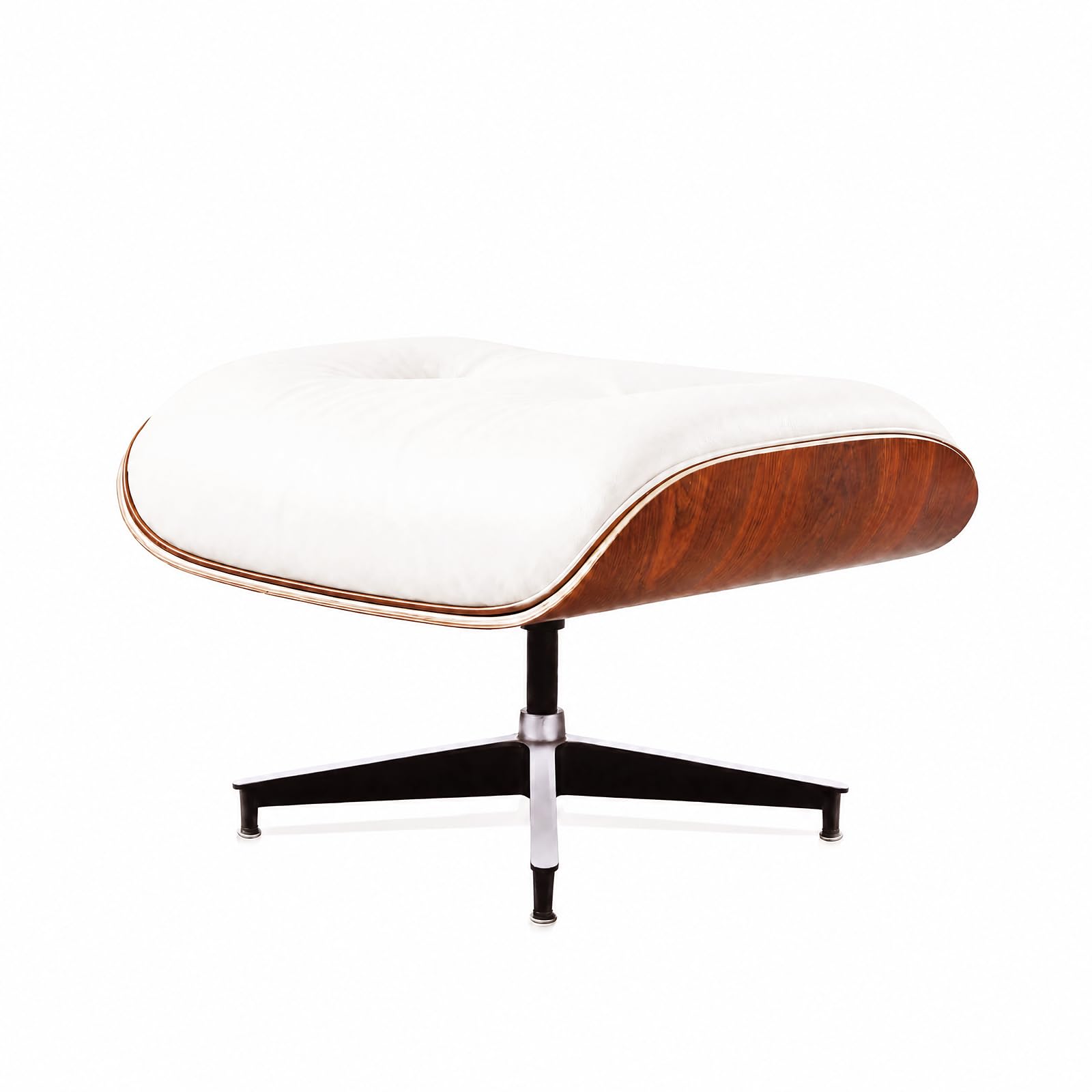 Asukale Top Grain Leather, Mid Century Chaise Lounge Chair and Ottoman, Modern Chair Classic Design, Heavy Duty Base Support for Living Room Study Lounge Office, Palisander-White Gronata