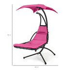 Best Choice Products Outdoor Hanging Curved Steel Chaise Lounge Chair Swing w/Built-in Pillow and Removable Canopy - Navy Blue Gronata