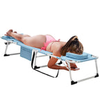 DoCred Heavy Duty Chaise Lounge Chair, Adjustable 5-Position Folding Chaise Lounge Chairs for Outside, Portable Lay Flat Beach Lounge Chair for Outdoor Sunbathing Beach Pool Lawn Camping Gronata