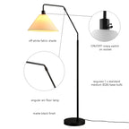 Globe Electric Novogratz x Globe Harrington 65" Floor Lamp, 2-Tone Faux Wood Base, White Fabric Shade, Socket Rotary Switch 67225 Gronata