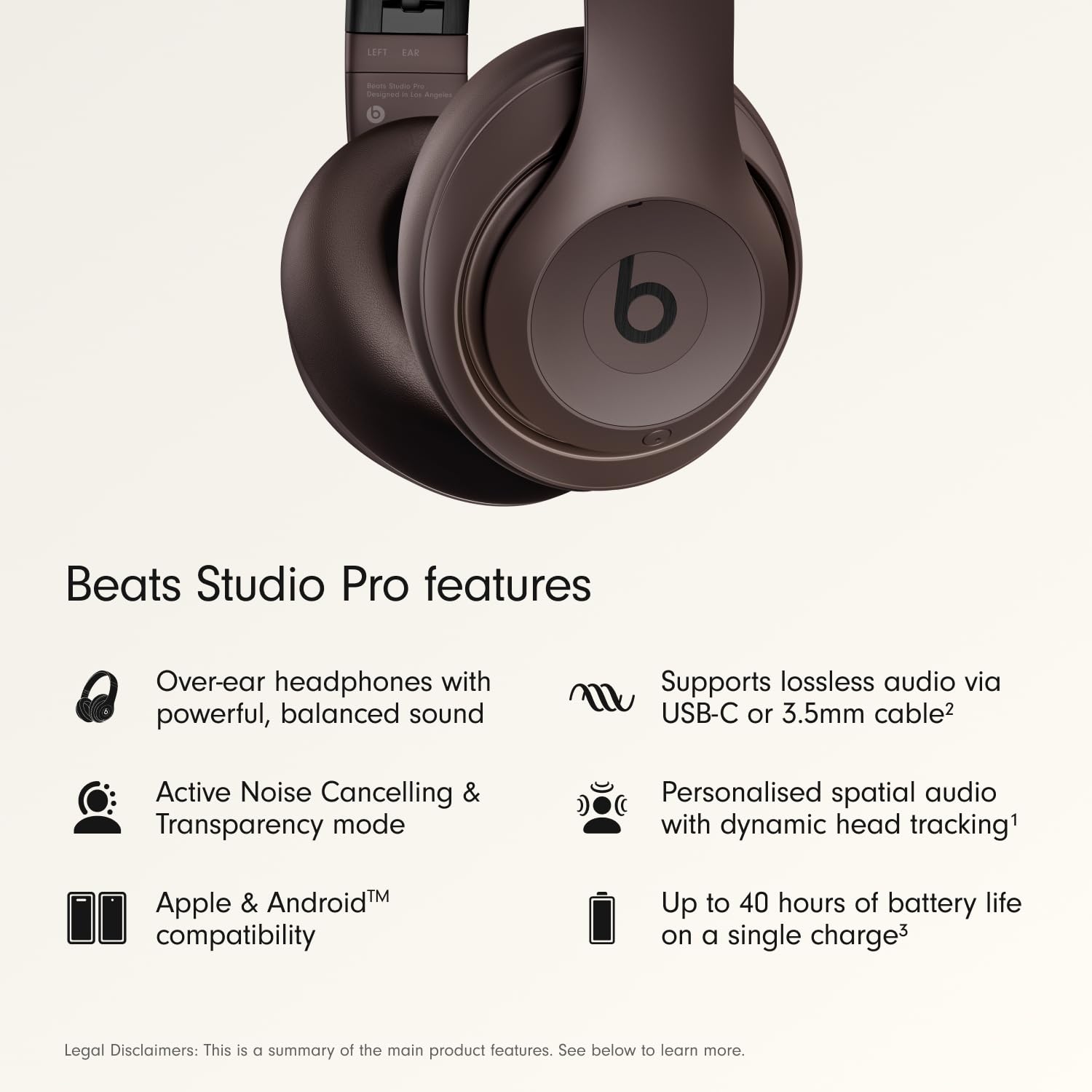 Beats Studio Pro Premium Wireless Over-Ear Headphones- Up to 40-Hour Battery Life, Active Noise Cancelling, Great for Travel & Commuting, USB-C Lossless Audio, Apple & Android Compatible -Black Gronata