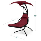 Best Choice Products Outdoor Hanging Curved Steel Chaise Lounge Chair Swing w/Built-in Pillow and Removable Canopy - Navy Blue Gronata