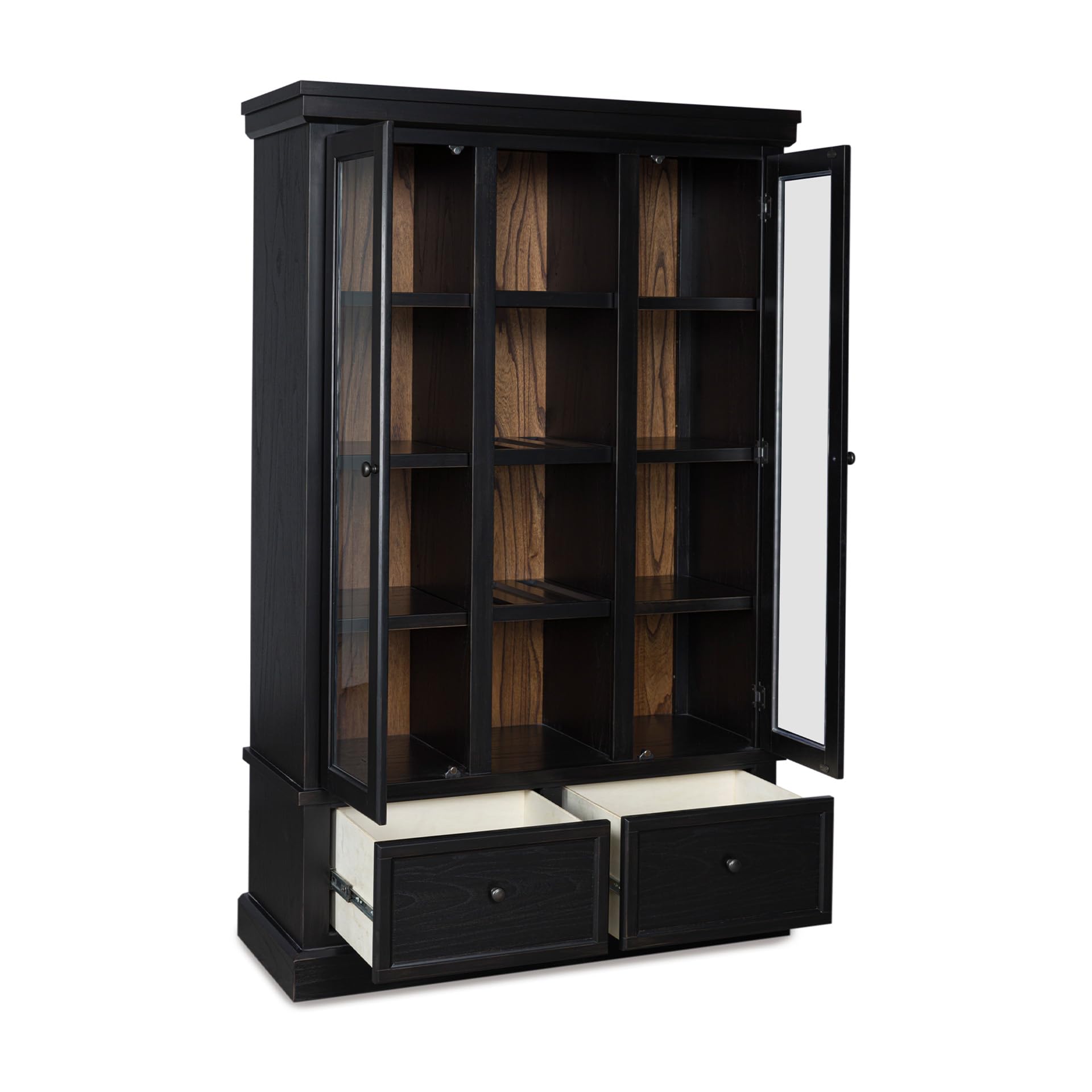 Signature Design by Ashley Chadworth Classic Curio with Anti-Tipping and Removable Shelf, Black Gronata