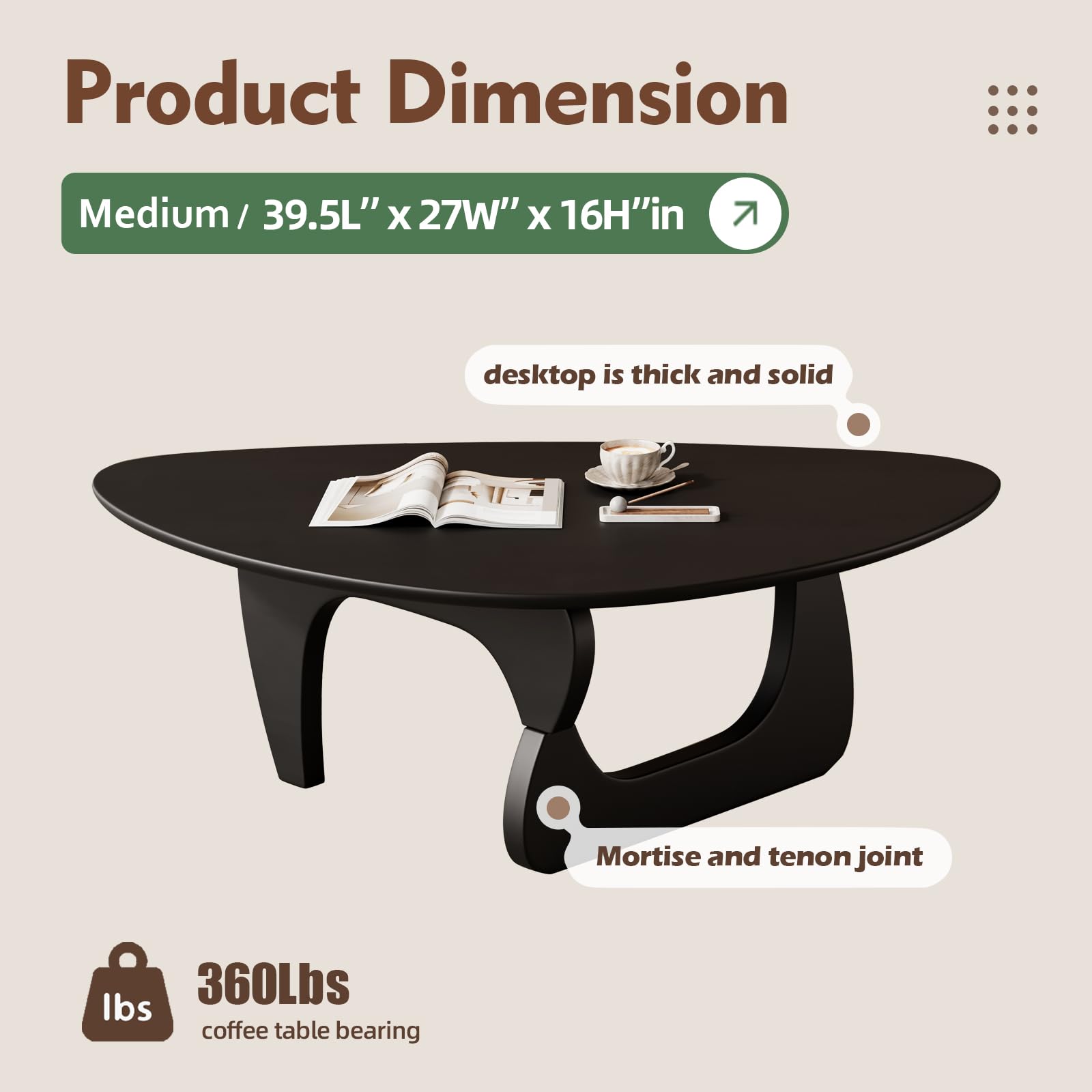 Mid Century Modern Coffee Table - Walnut Wooden Coffee Table for Living Room,Center Table Suitable for Bedroom Living Room Reception Office Tables (Walnut, Small 34.5 * 23.5 * 16in) Gronata