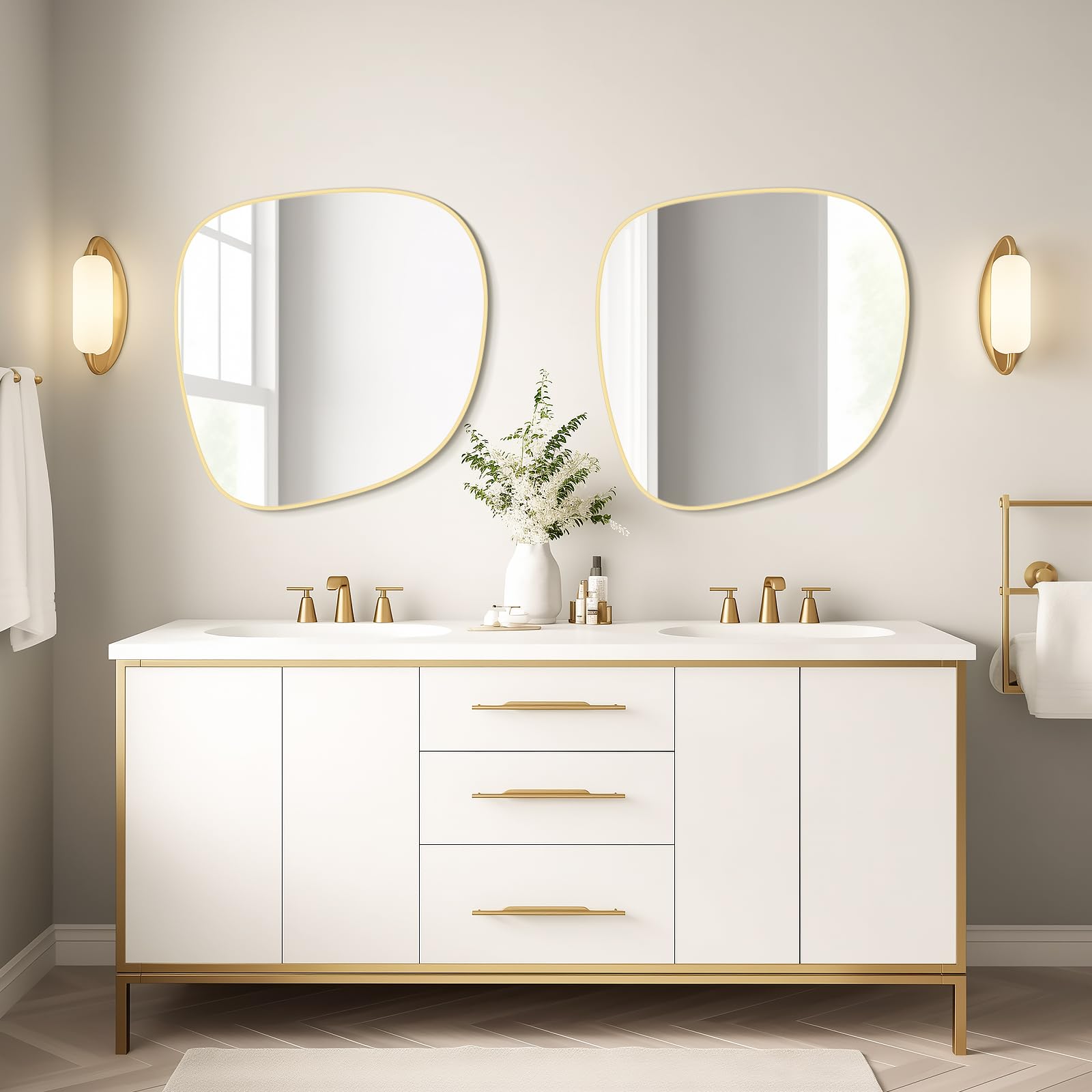 WallBeyond Asymmetrical Mirror, Irregular Mirror Full Length, Boho Wall Mirrors Decorative for Bedroom Living Room Entryway Hall, Mid Century Modern Decor 48" H x 22" W Gronata