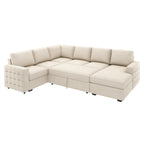 HONBAY Sectional Sleeper Sofa with Pull Out Bed U-Shape Sectional Couch Sleeper Bed with Storage Chaise 6 Seater Sleeper Sectional Sofa, Light Grey Gronata