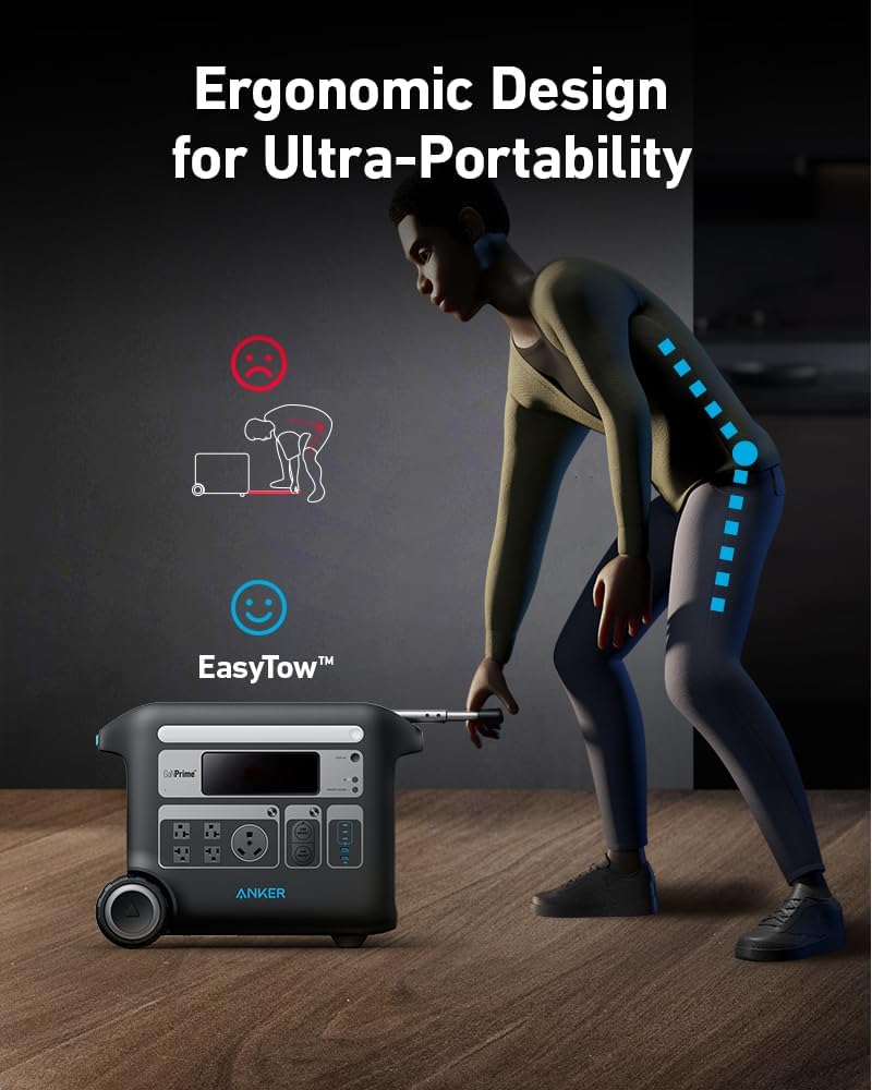 Anker SOLIX F2000 Solar Generator, 2048Wh Portable Power Station with LiFePO4 Batteries and 400W Solar Panel, GaNPrime Technology, 4 AC Outlets Up to 2400W for Home, Power Outages, Camping, and RVs Gronata