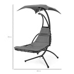 Best Choice Products Outdoor Hanging Curved Steel Chaise Lounge Chair Swing w/Built-in Pillow and Removable Canopy - Navy Blue Gronata