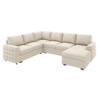 HONBAY Sectional Sleeper Sofa with Pull Out Bed U-Shape Sectional Couch Sleeper Bed with Storage Chaise 6 Seater Sleeper Sectional Sofa, Light Grey Gronata