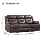 EBELLO Faux Leather Recliner Sofa Furniture Set for Living Room, 2 Recliner Chairs, 3 Seat Reclining Sofa Couch Set for Meeting Room, Brown Gronata
