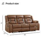 EBELLO Faux Leather Recliner Sofa Furniture Set for Living Room, 2 Recliner Chairs, 3 Seat Reclining Sofa Couch Set for Meeting Room, Brown Gronata