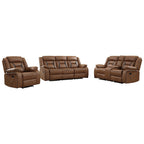 EBELLO Faux Leather Recliner Sofa Furniture Set for Living Room, 2 Recliner Chairs, 3 Seat Reclining Sofa Couch Set for Meeting Room, Brown Gronata