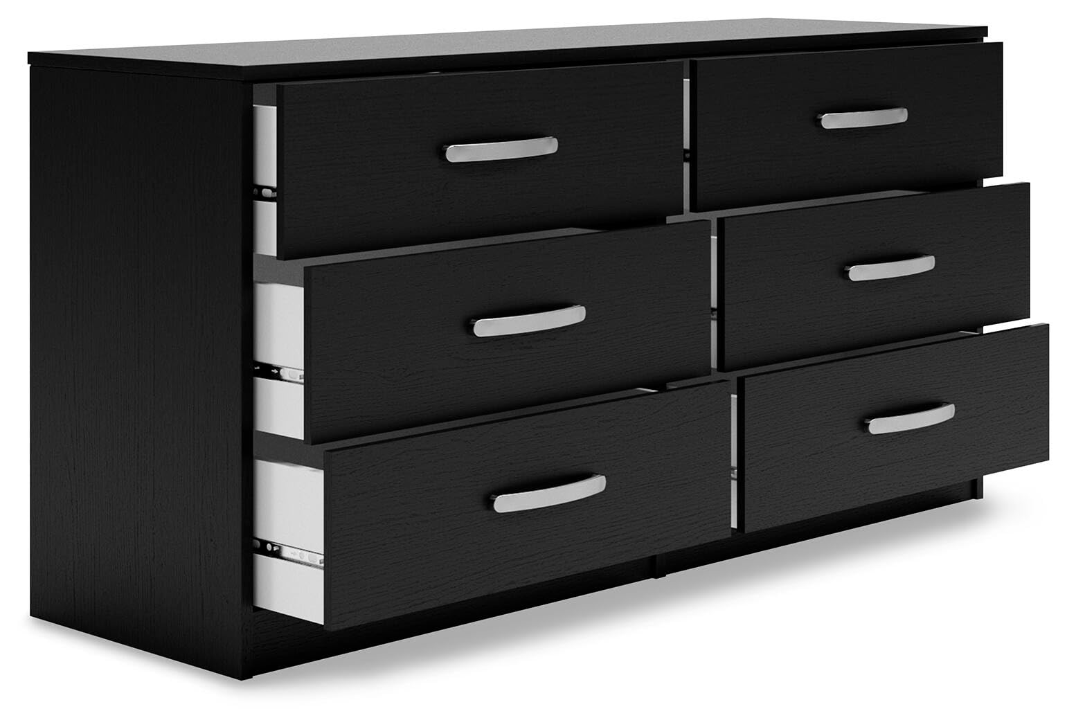 Signature Design by Ashley Finch Modern 6 Drawer Dresser with Ball-bearing Construction and Safety Stop, Black Gronata