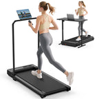 Walking Pad Treadmill for Home - Folding Treadmills with Handle Bar Portable Compact Fold up Indoor Foldable Handles Electric Walk Pads Small Spaces Mini Running Quiet Under Bed Office Gronata