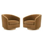 CHITA Swivel Accent Chair, Fully Assembled Fabric Barrel Armchair with FSC Certified Upholstered for Living Room, Bedroom and Office, Cream Gronata