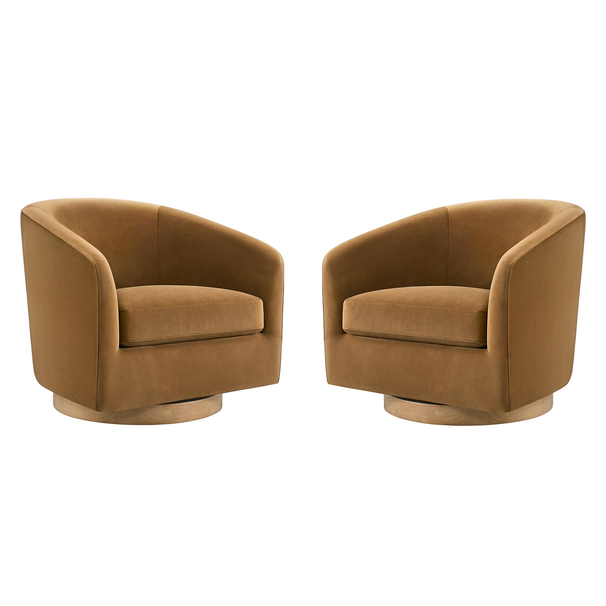CHITA Swivel Accent Chair, Fully Assembled Fabric Barrel Armchair with FSC Certified Upholstered for Living Room, Bedroom and Office, Cream Gronata