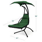 Best Choice Products Outdoor Hanging Curved Steel Chaise Lounge Chair Swing w/Built-in Pillow and Removable Canopy - Navy Blue Gronata