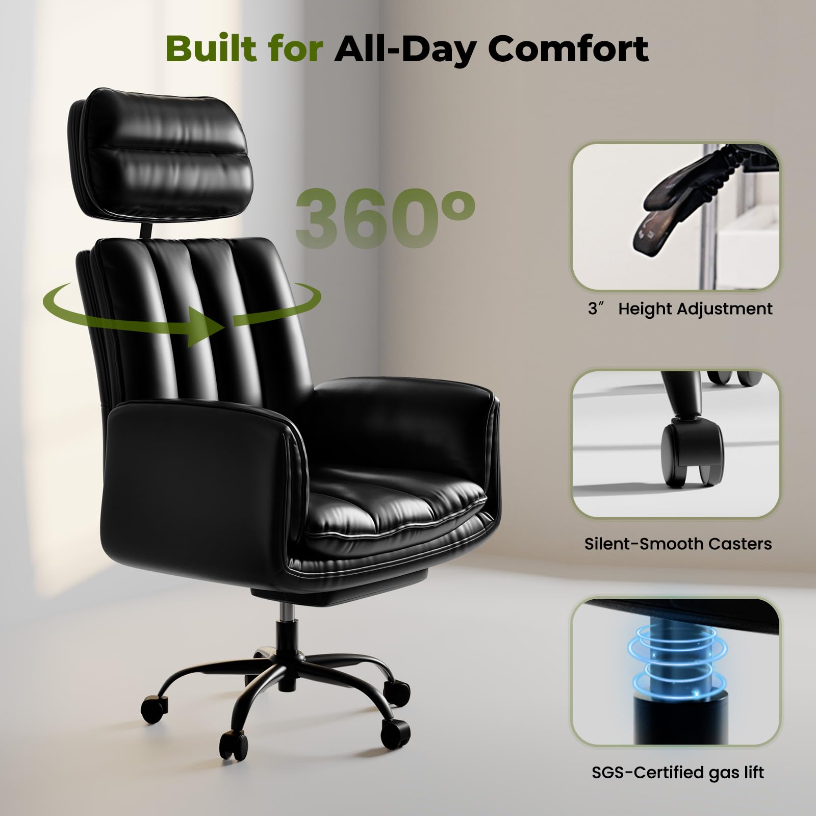 HOMRELEXA Criss Cross Office Chair with Armrests & Wheels, Comfy Velvet Vanity Chair, Ergonomic Executive Gaming Computer Chairs with Foot Rest, Wide Seat Reclining Desk Chair, White Gronata