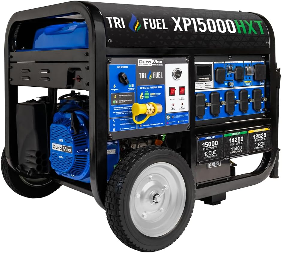 DuroMax XP13000HX 13,000-Watt Dual Fuel Portable Generator - Gas & Propane, Electric Start, Whole Home Power Backup, Transfer Switch Ready, RV & Emergency Ready Gronata