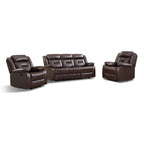 EBELLO Faux Leather Recliner Sofa Furniture Set for Living Room, 2 Recliner Chairs, 3 Seat Reclining Sofa Couch Set for Meeting Room, Brown Gronata